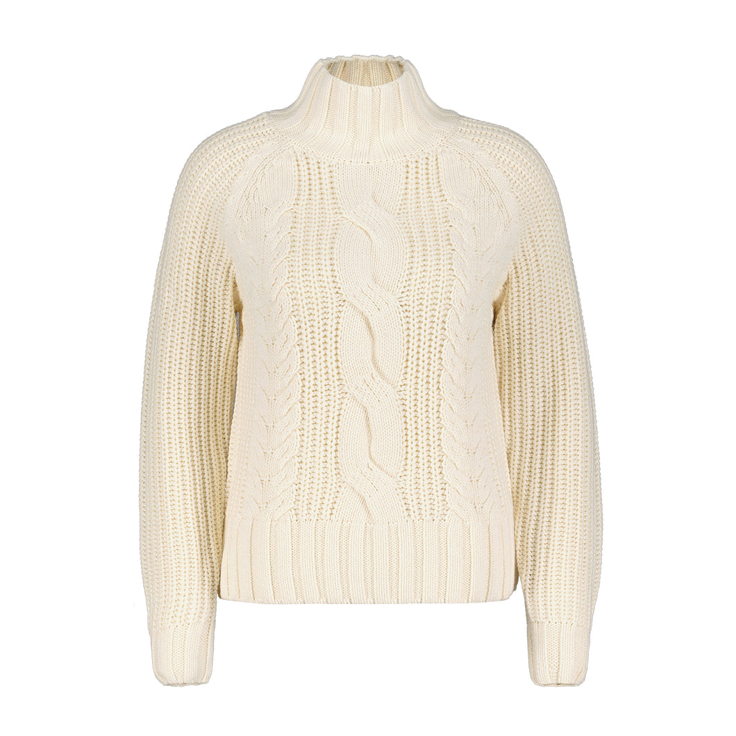 Red Button Pullover Turtle Neck Sweater Cream SRB4370